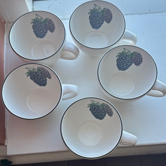 Pfaltzgraff Other - Pfaltzgraff White Mugs with Blueberry/Blackberry Design